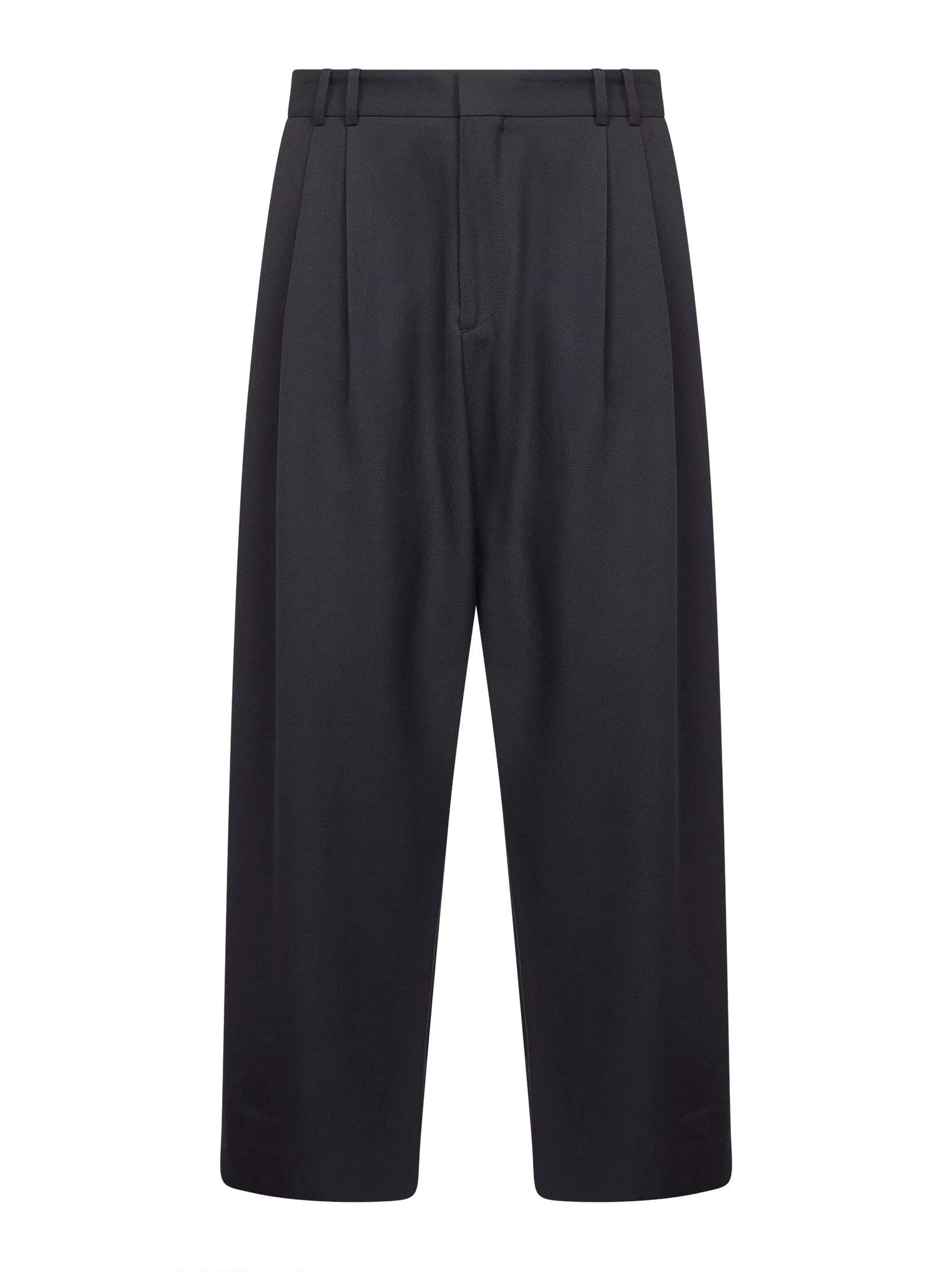 Grey technical wool Line double-pleat trousers - 1