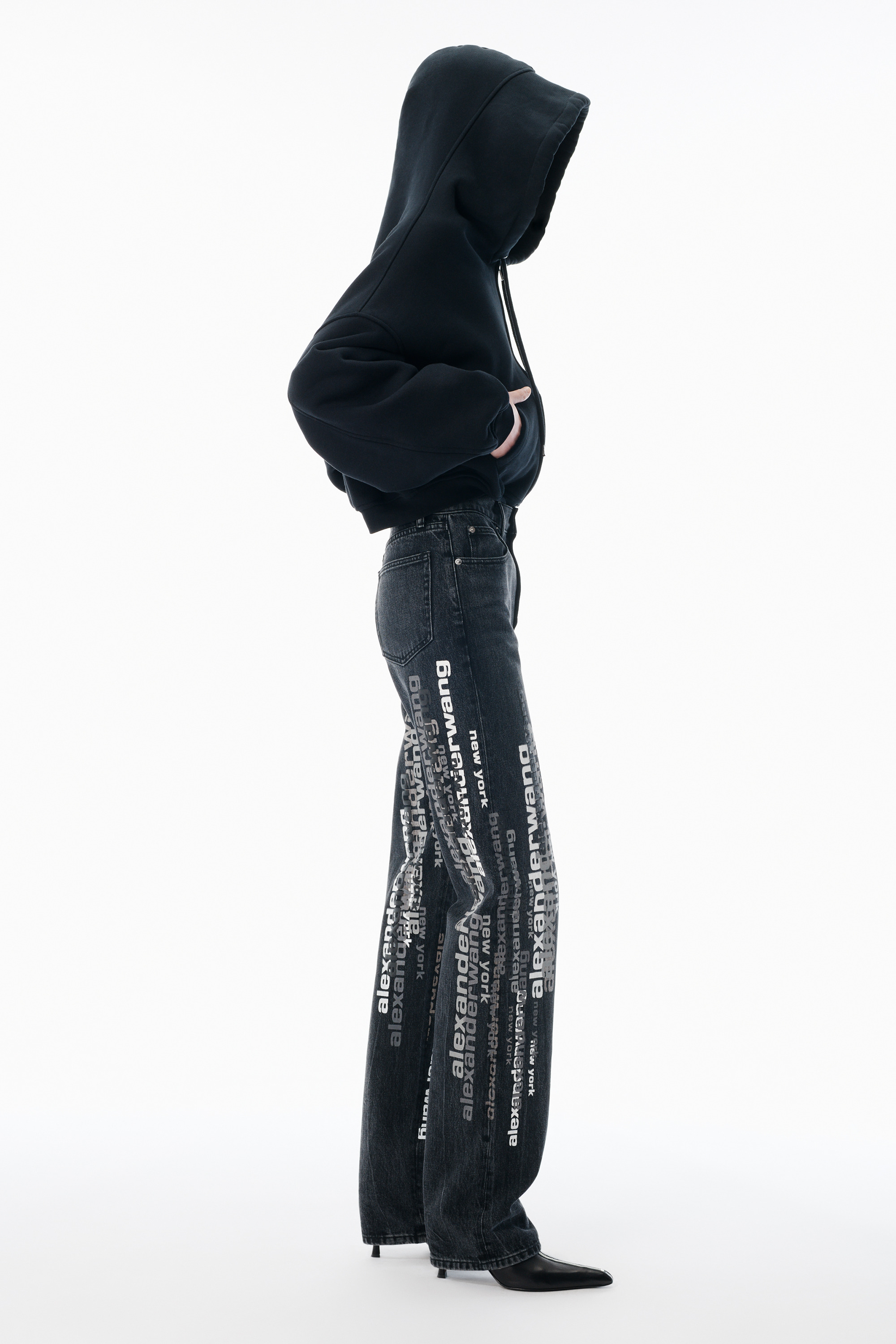 Grey EZ Jean with Vertical Logo - 5