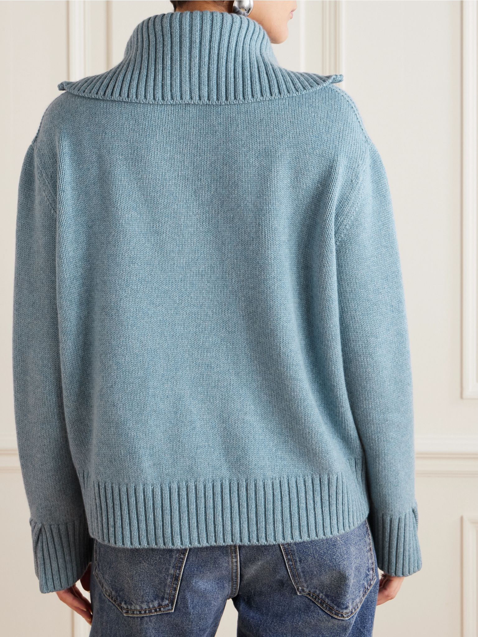Cashmere half-zip sweater Blue - 4