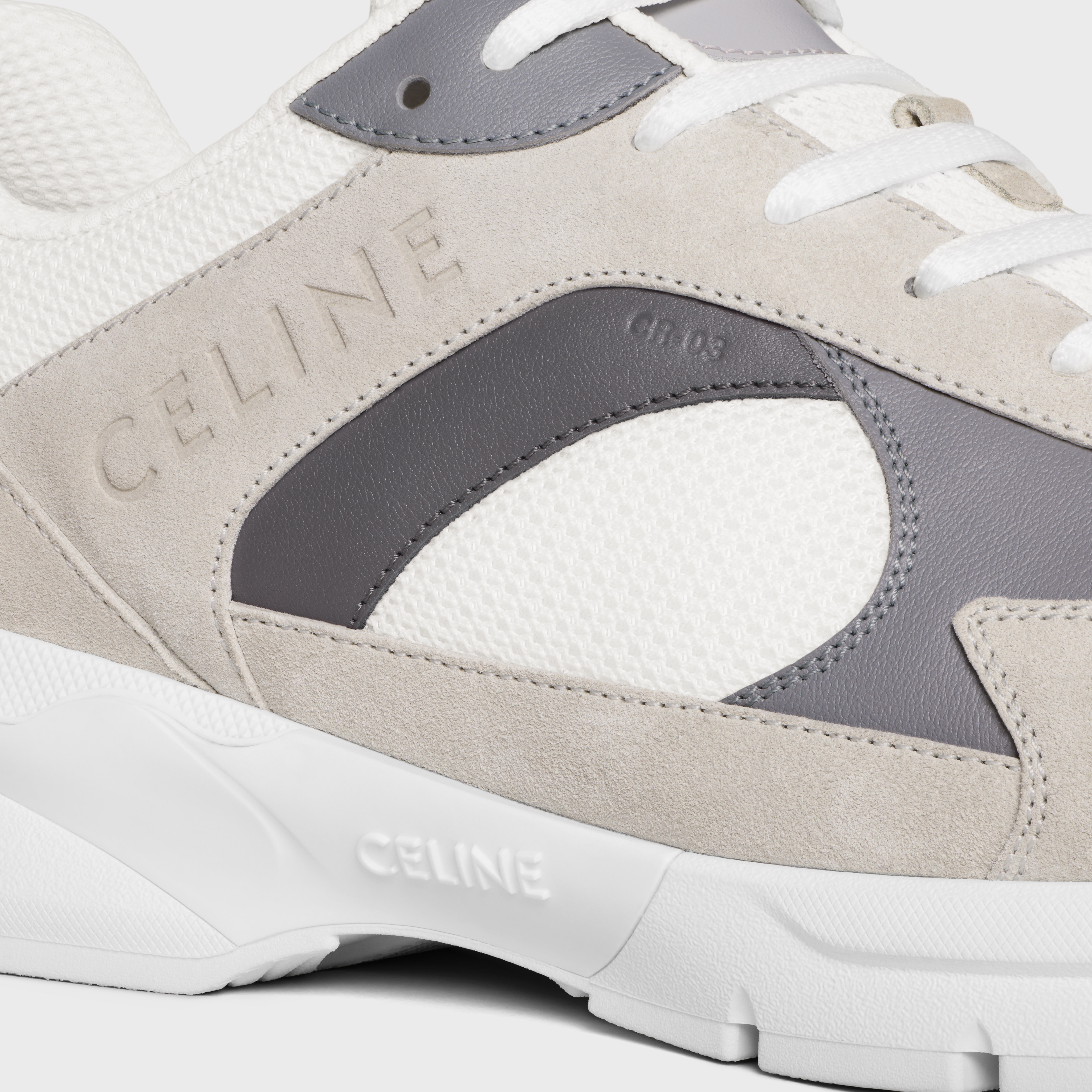 CELINE RUNNER CR-03 LOW LACE-UP SNEAKER in MESH, SUEDE CALFSKIN AND CALFSKIN - 5