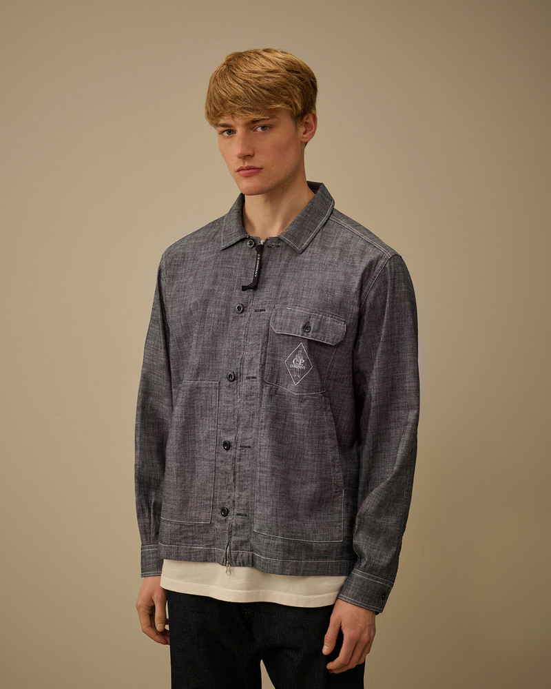 Chambray Long Sleeve Zip Shirt 3