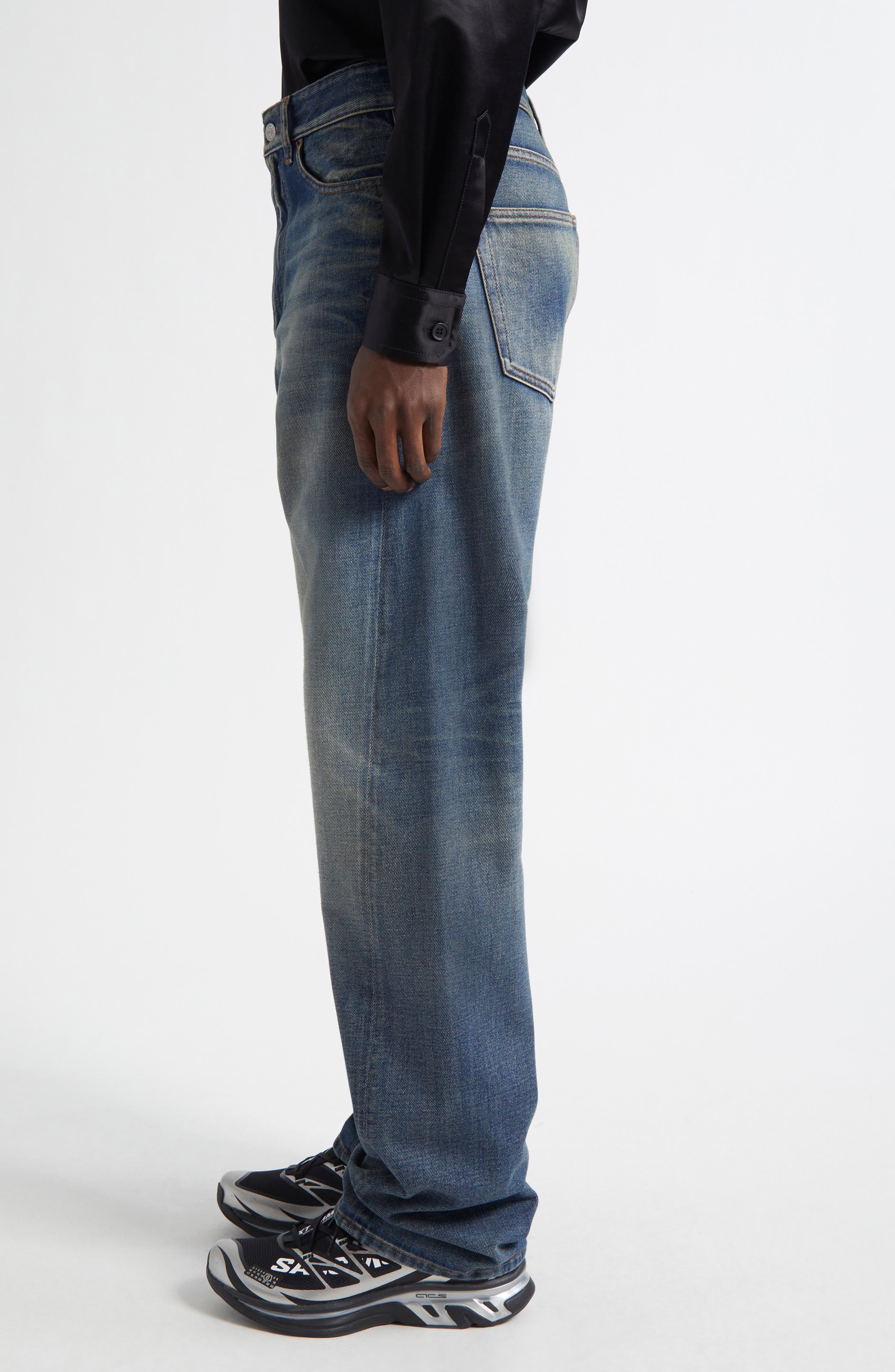 MM6 Maison Margiela Wide Leg Jeans in Medium Blue at Nordstrom - 4