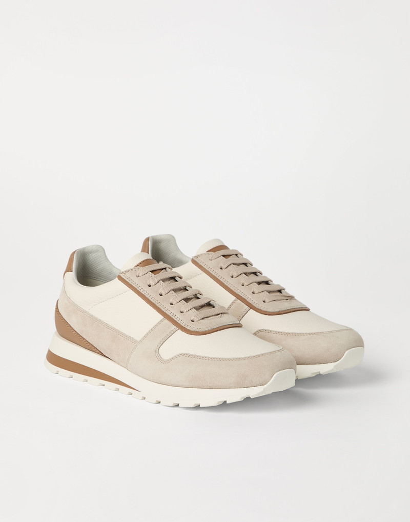Washed suede and calfskin runners - 1