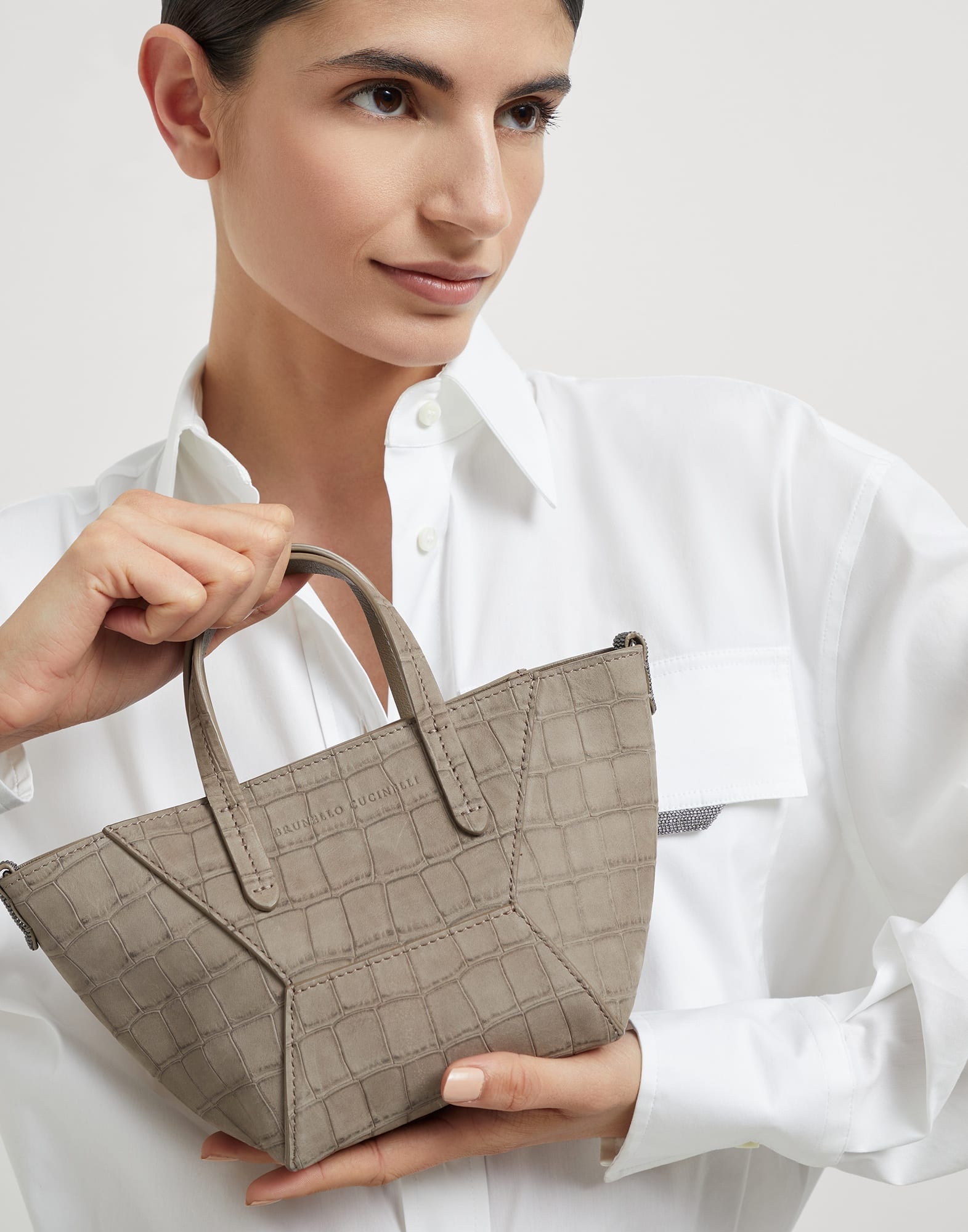 BC Duo mini bag in croc print nubuck with monili - 4