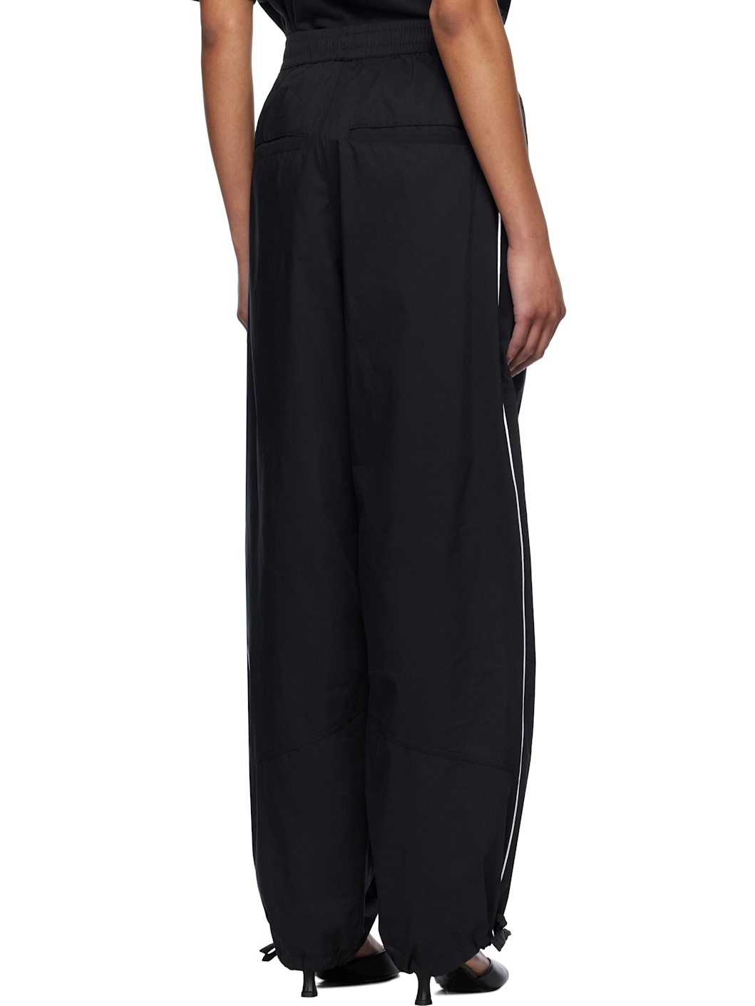 Black Piping Parachute Track Pants - 3