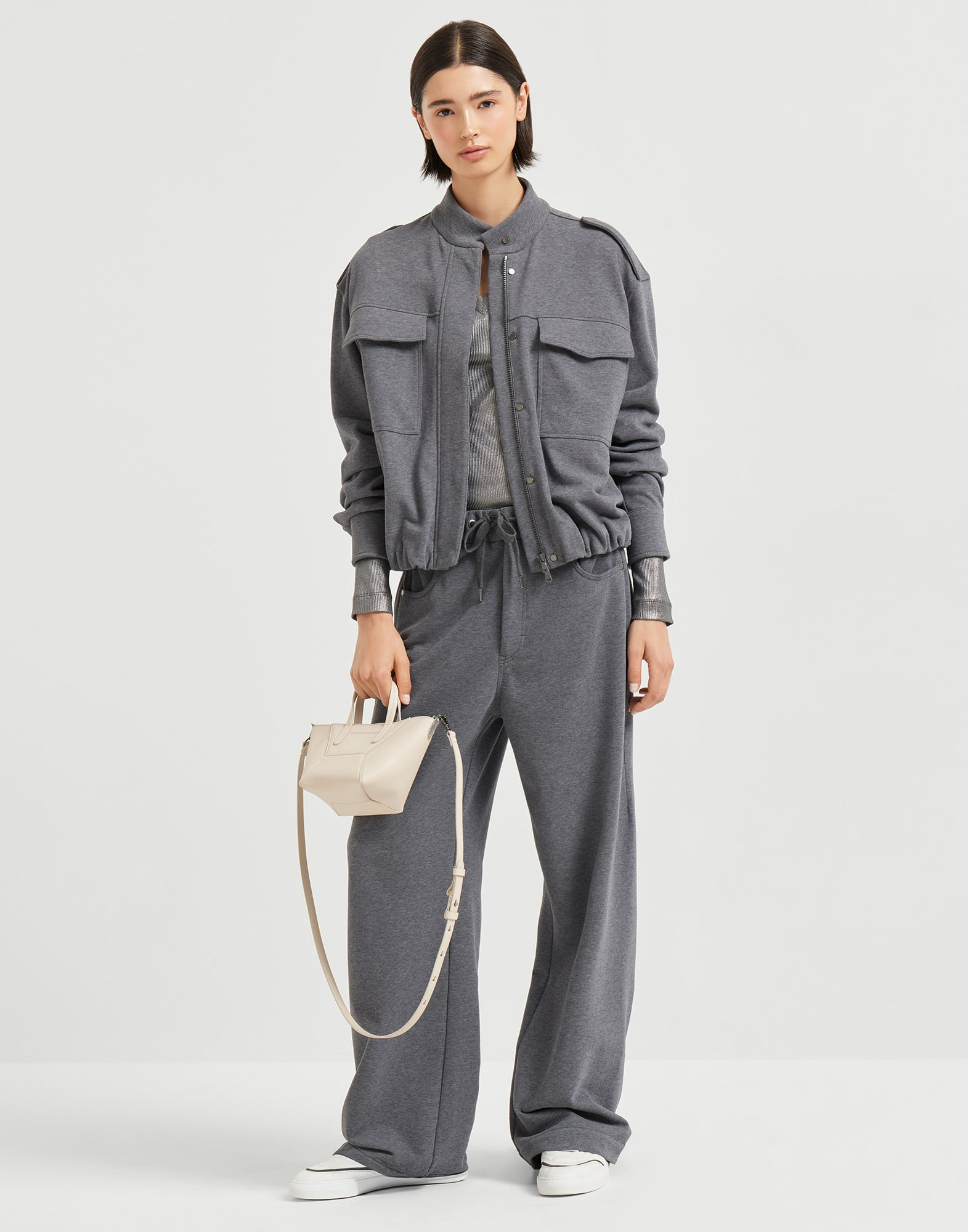 Cotton smooth French terry outerwear-style sweatshirt - 5