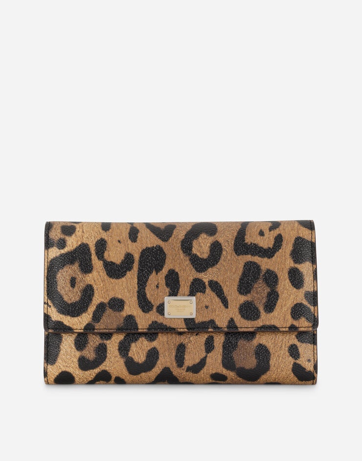 Leopard-print Crespo document holder with branded plate - 1