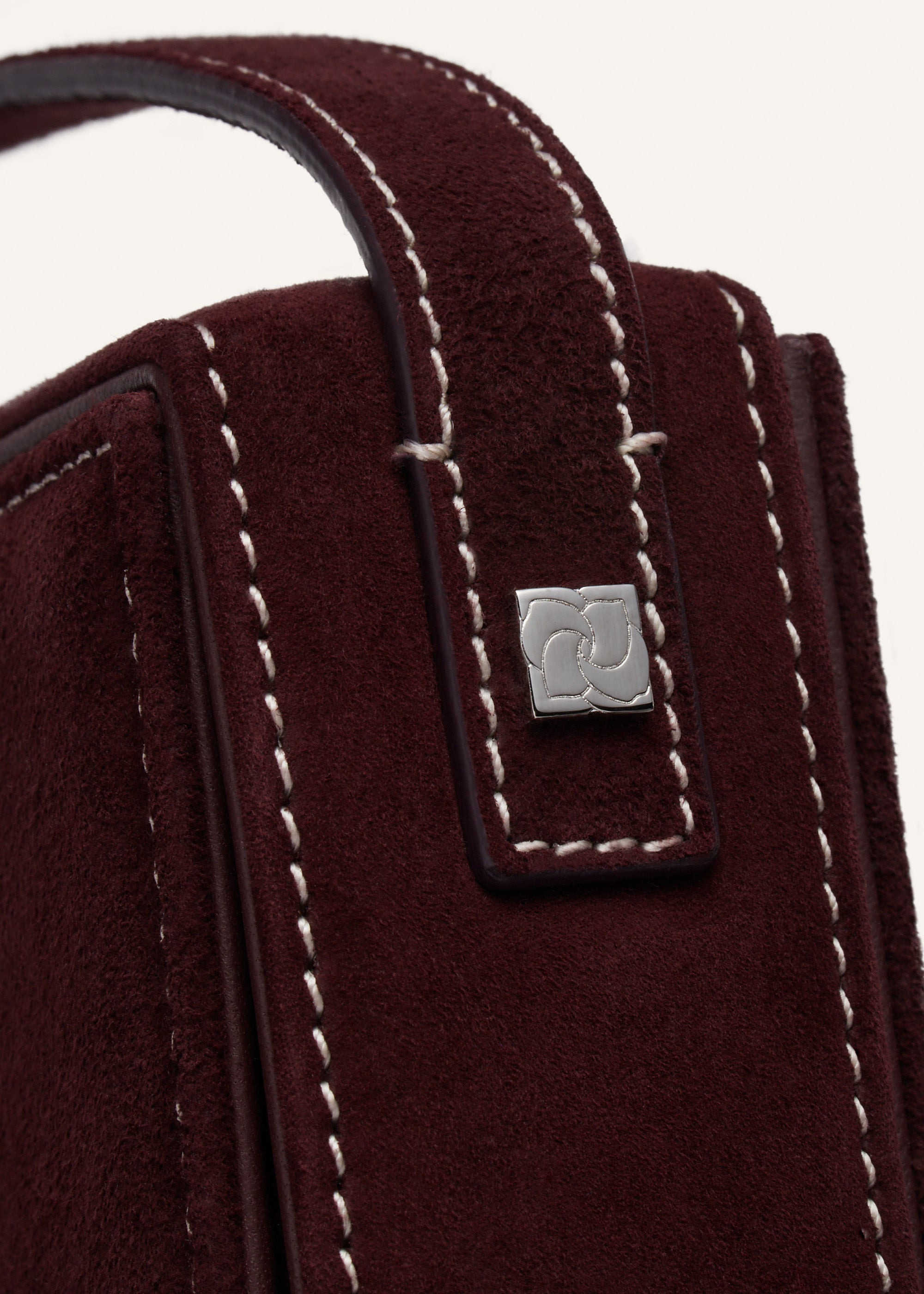Apolonia bag in burgundy suede with flower charm - 5