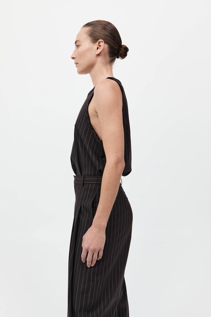 Wool Pinstripe Tank - Mahogany Stripe - 6