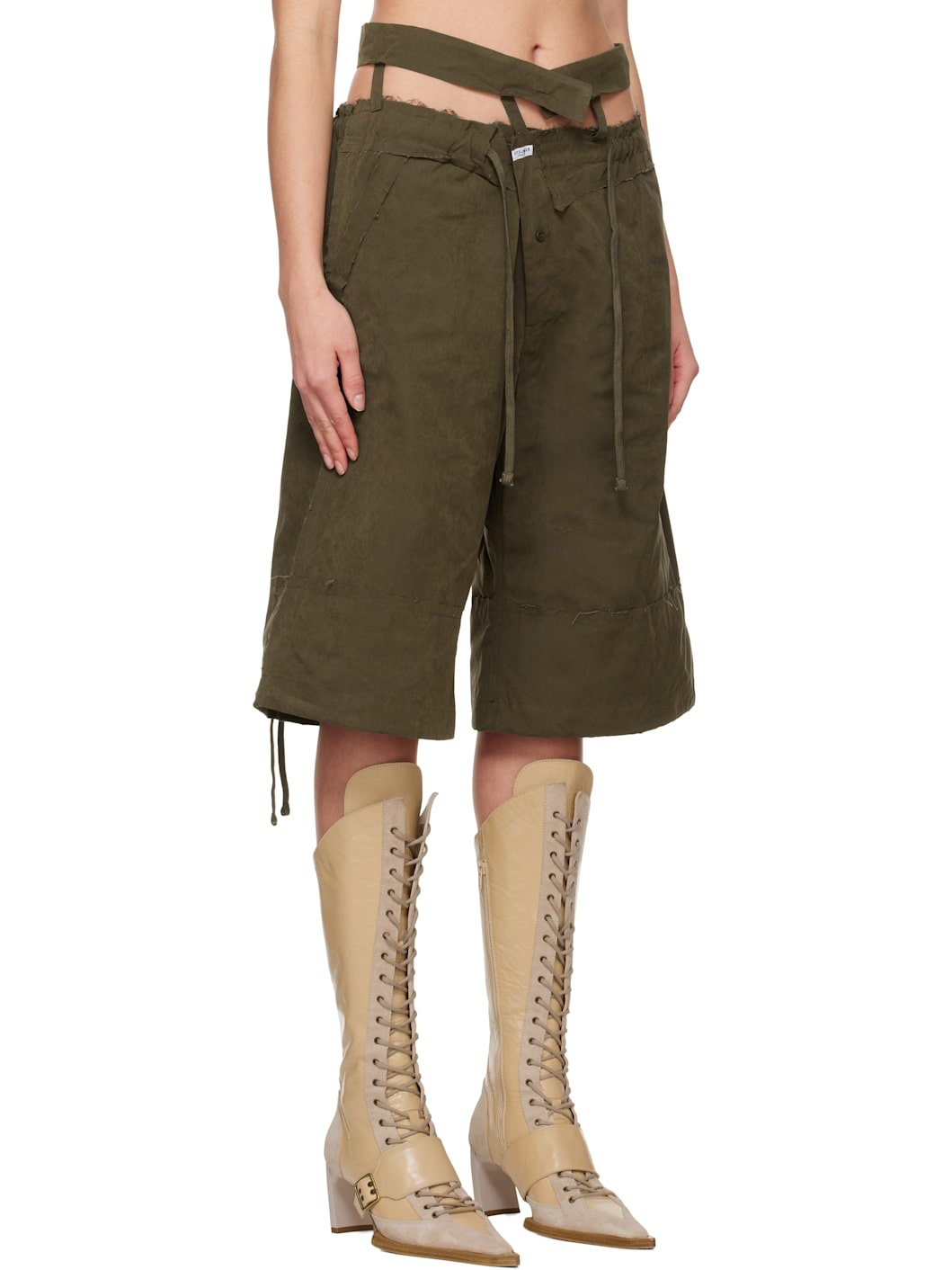 Khaki Baggy Cargo Shorts - 2