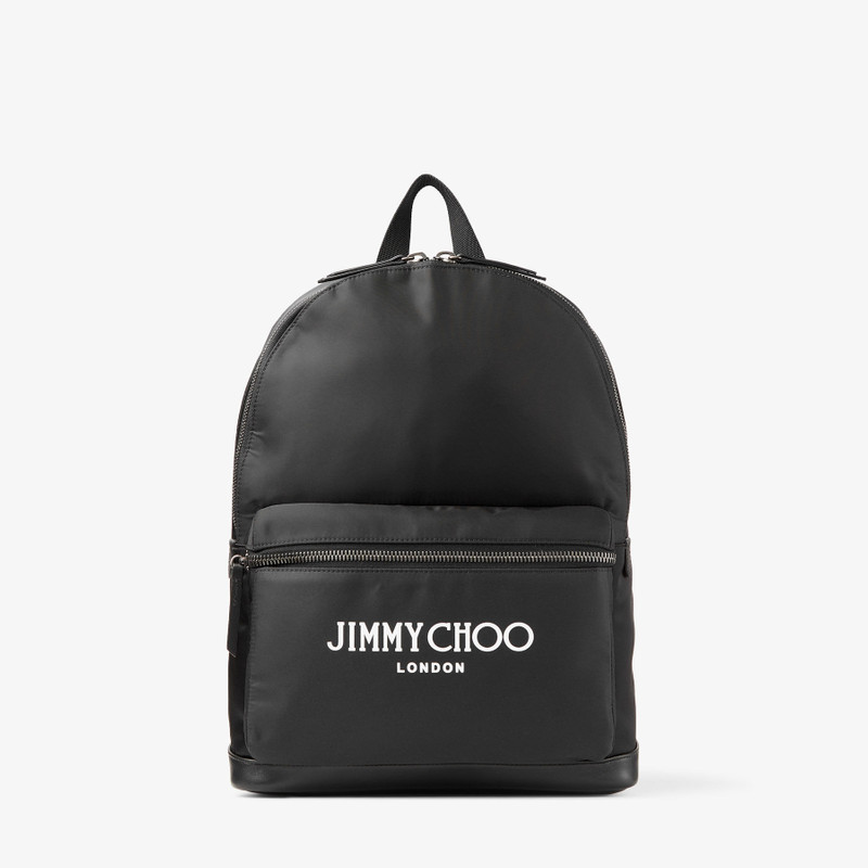 Wilmer Black Nylon Backpack with Jimmy Choo Logo 1