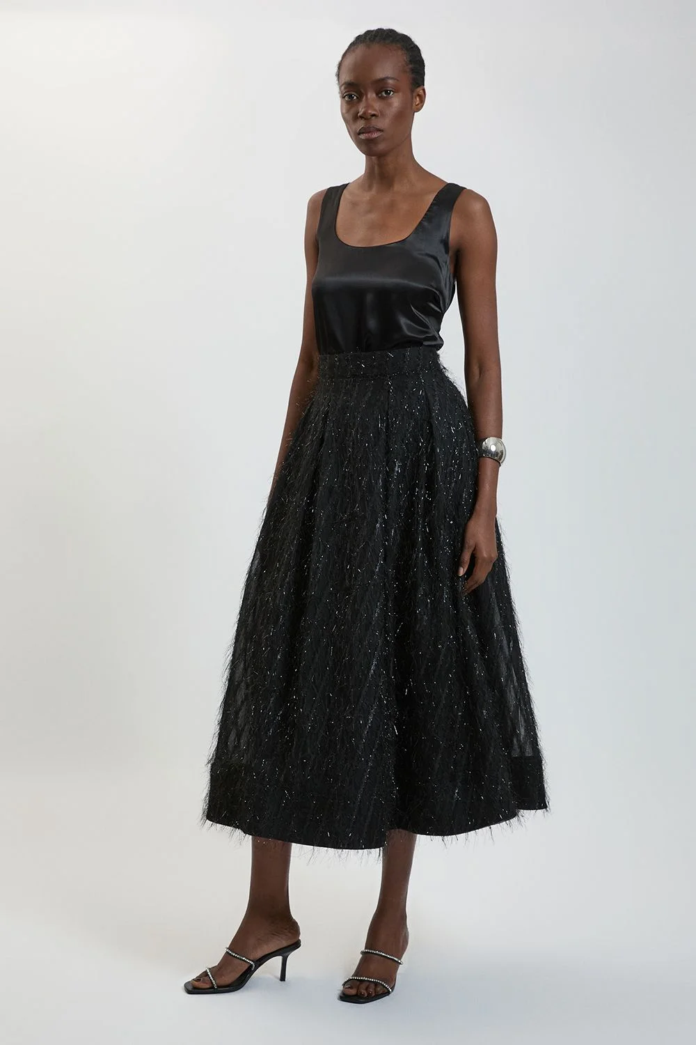Tinsel Fringe Full Midi Skirt - 1