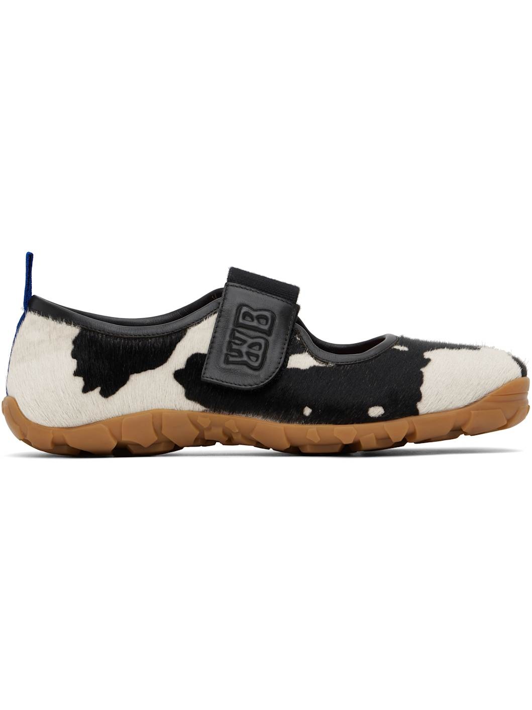 Black & Off-White Mary Jane Flat Sneakers - 1