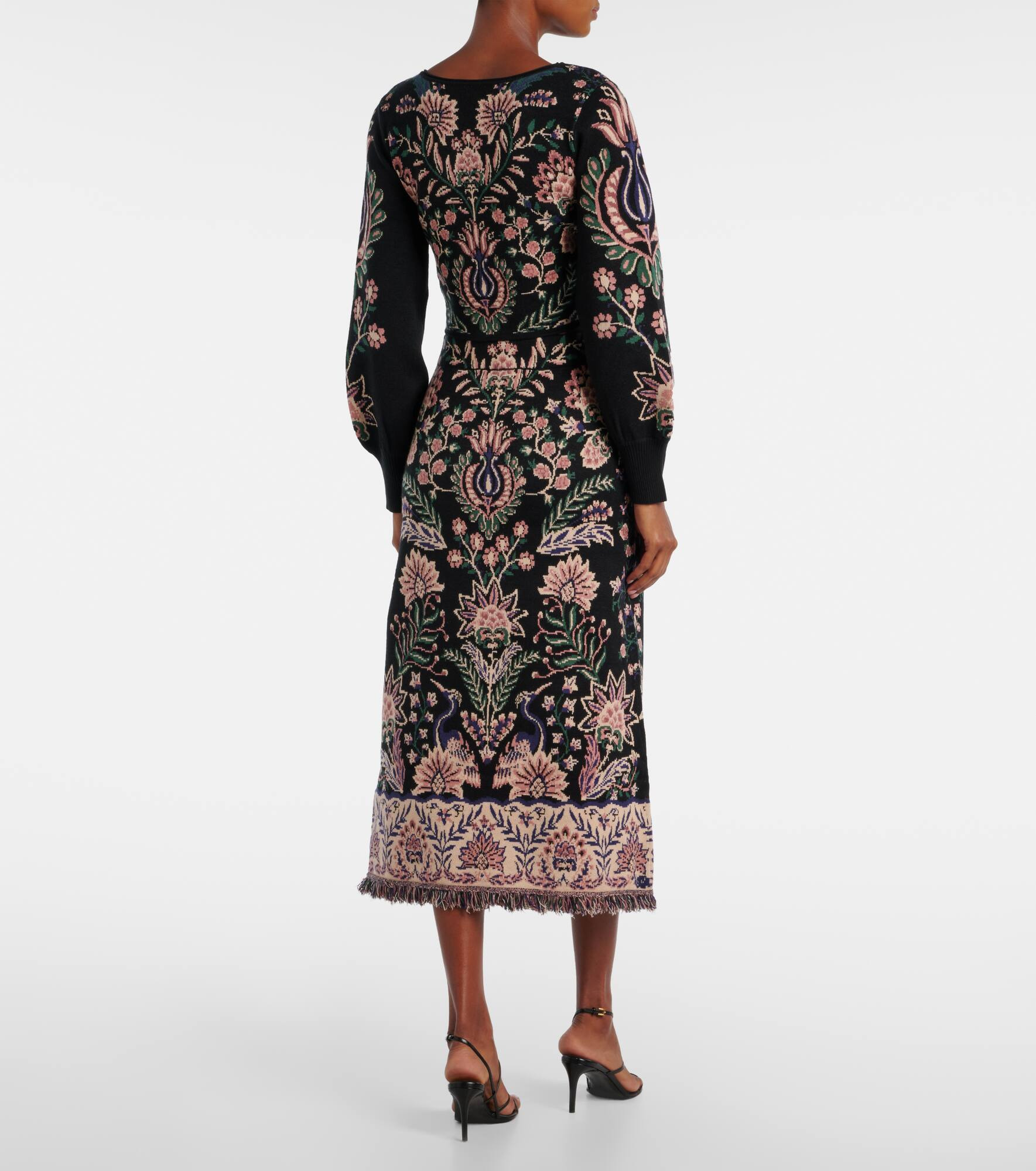 Marvelous Garden fringed high-rise midi skirt - 3