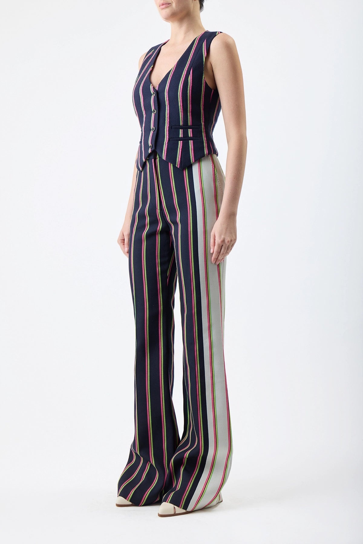 Jones Pant in Multi Striped Wool - 4