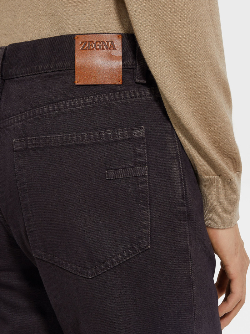 ZEGNA DARK BROWN COTTON ROCCIA JEANS outlook
