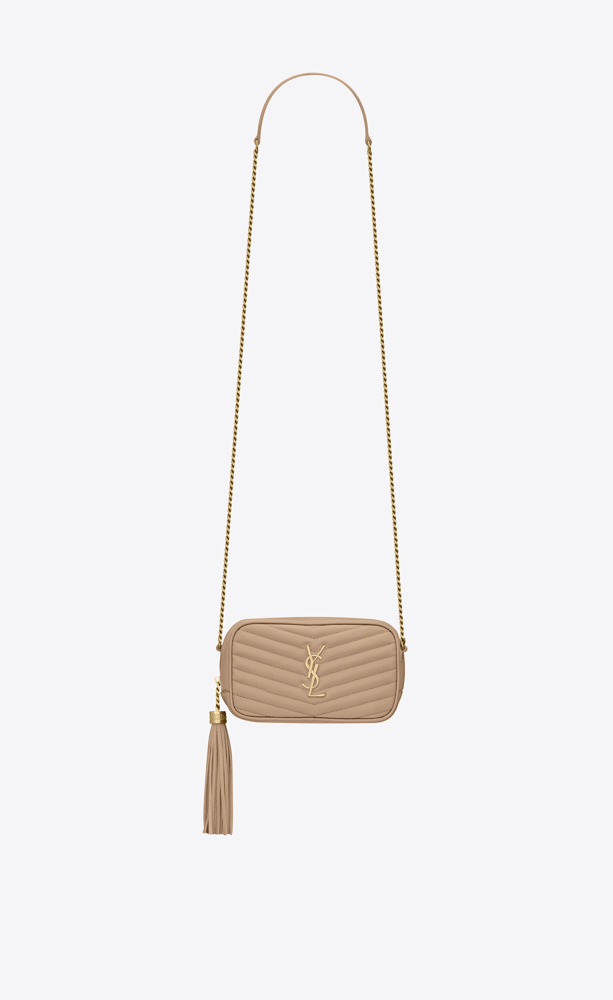 SAINT LAURENT lou mini bag in quilted grain de poudre embossed