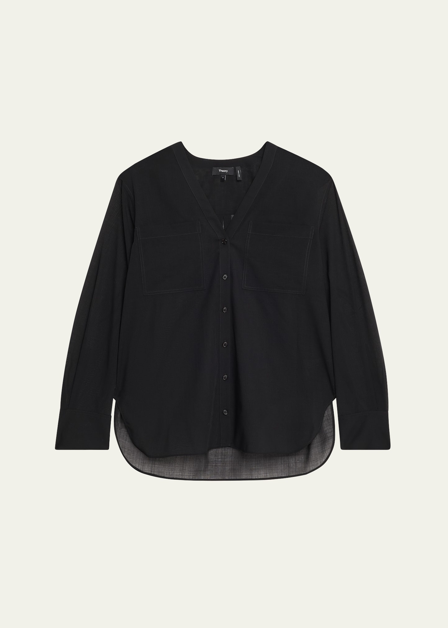 Oversized Lightweight Button-Front Shirt - 1