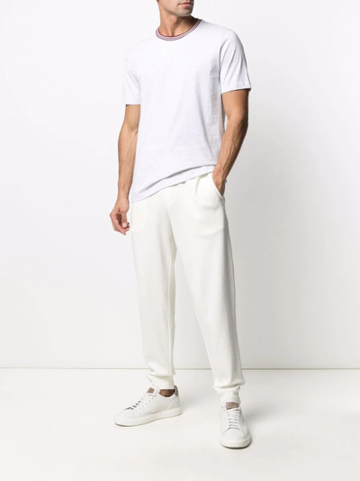 Brunello Cucinelli striped-collar cotton T-shirt outlook