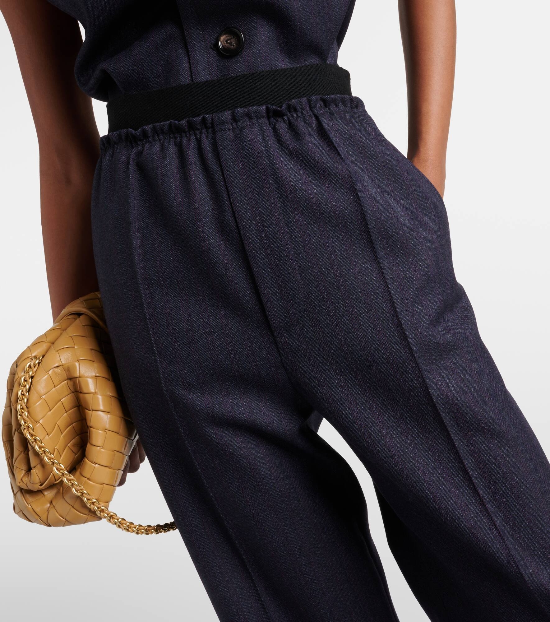 Striped high-rise wool straight pants - 4