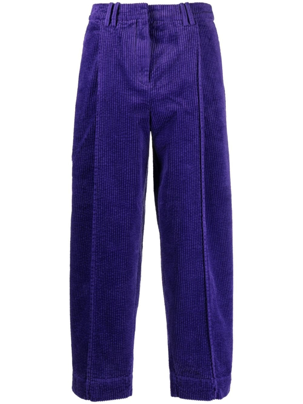 pleated straight-leg corduroy trousers - 1