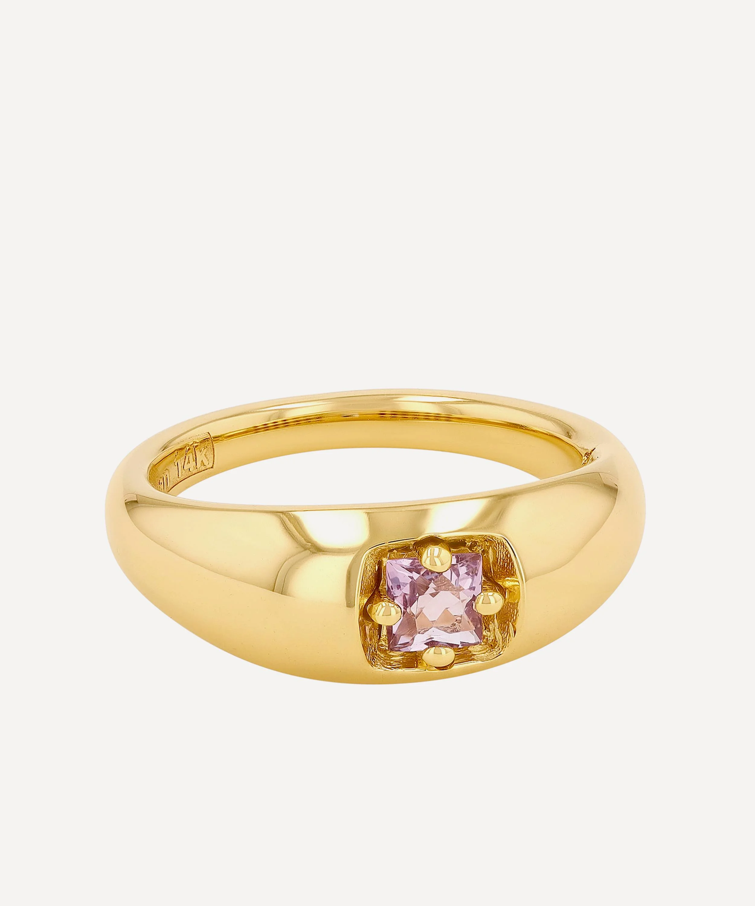 14ct Gold Princess Cut Rose de France Dome Ring - 1