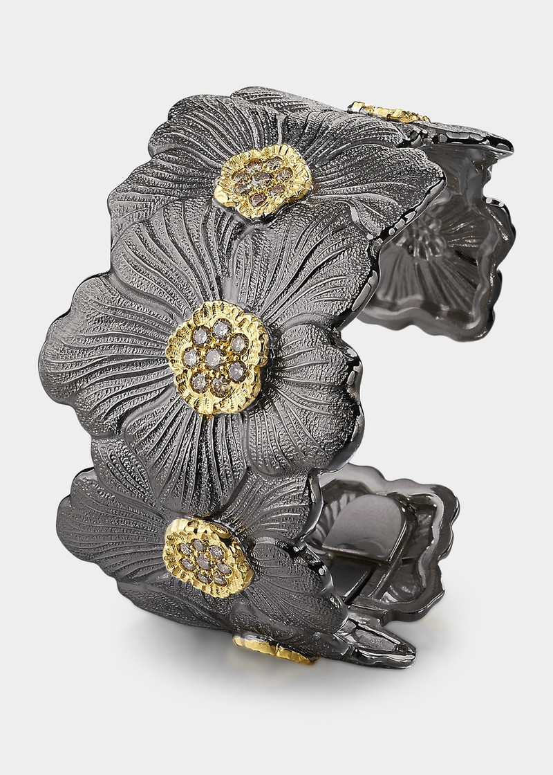 Buccellati Blossom Gardenia Cuff in Burnished Silver outlook