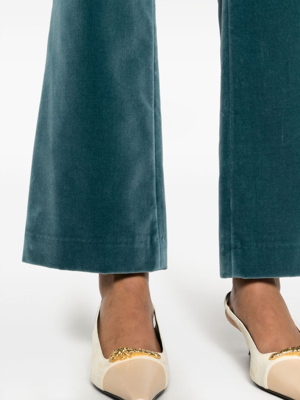 velvet-finish cotton cropped trousers - 5