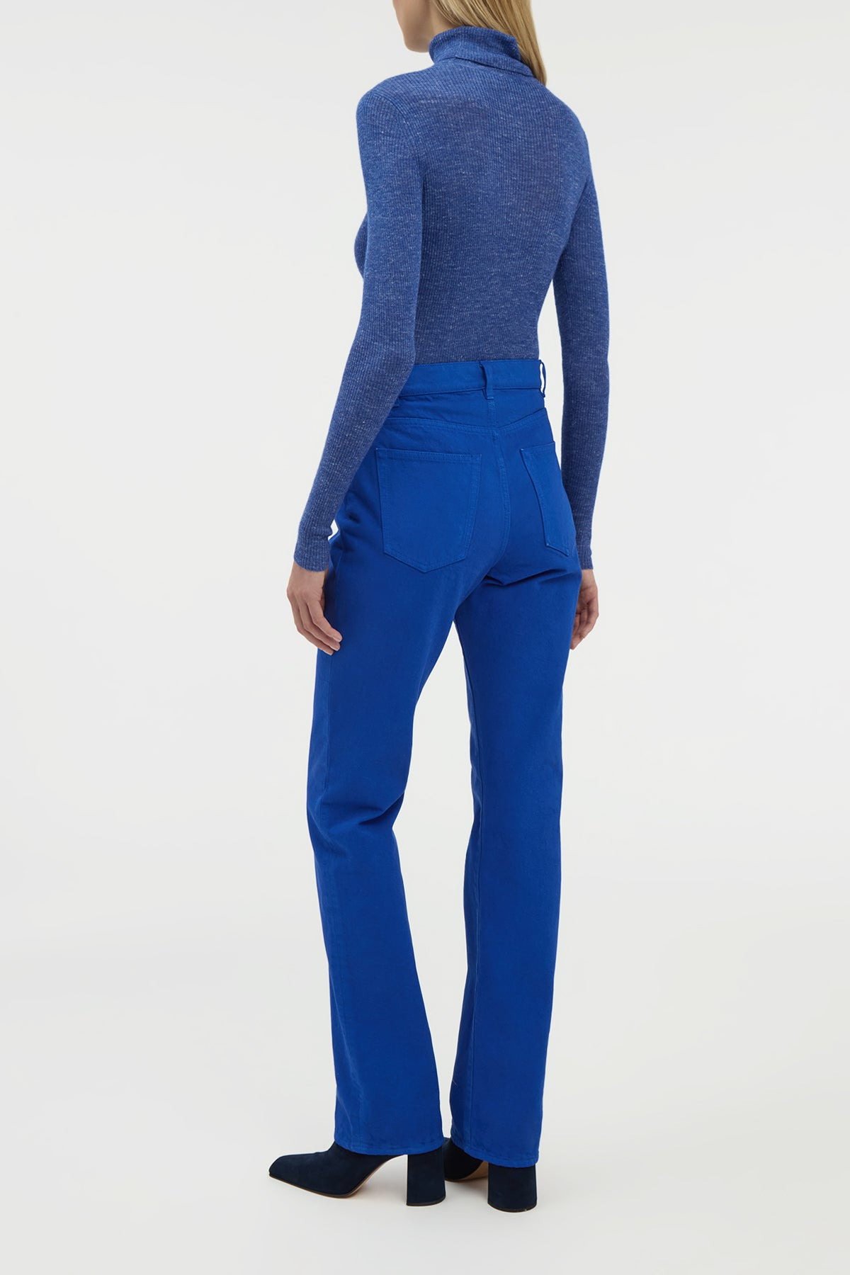 Aldona Knit Turtleneck in Cobalt Cashmere Silk with Hemp - 5