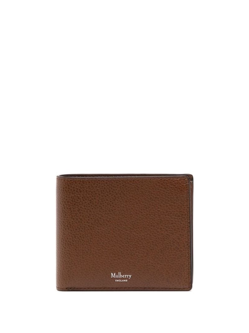 grained logo-print leather wallet - 1