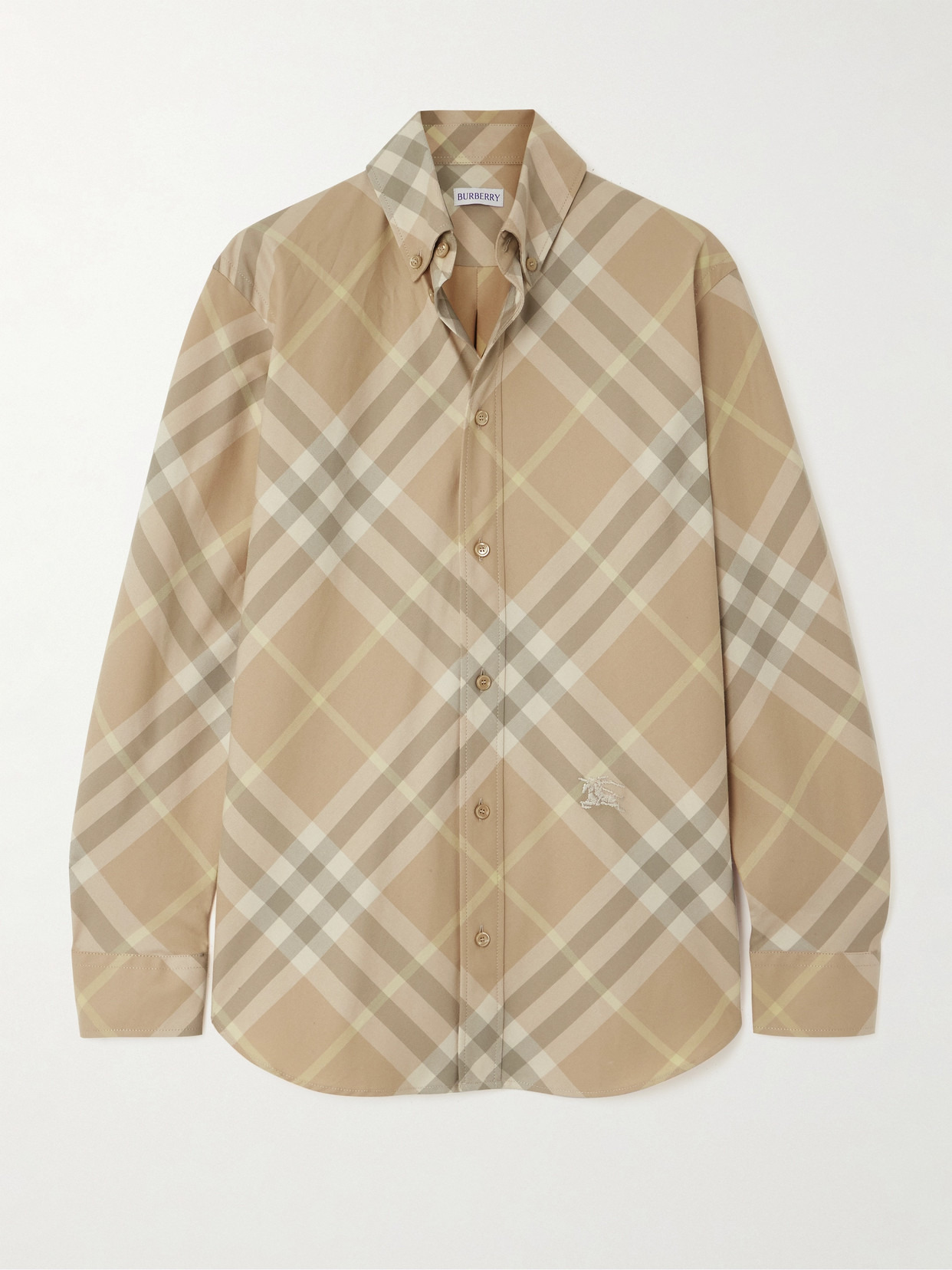 Embroidered Checked Cotton-twill Shirt - 1