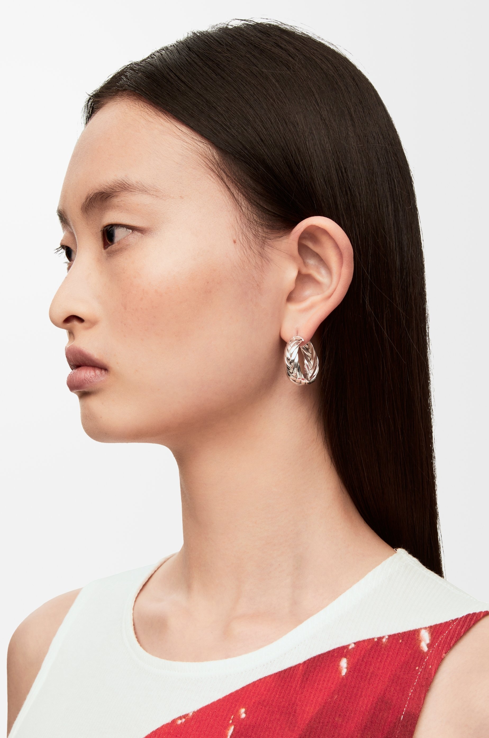Braided hoop earrings in sterling silver - 2