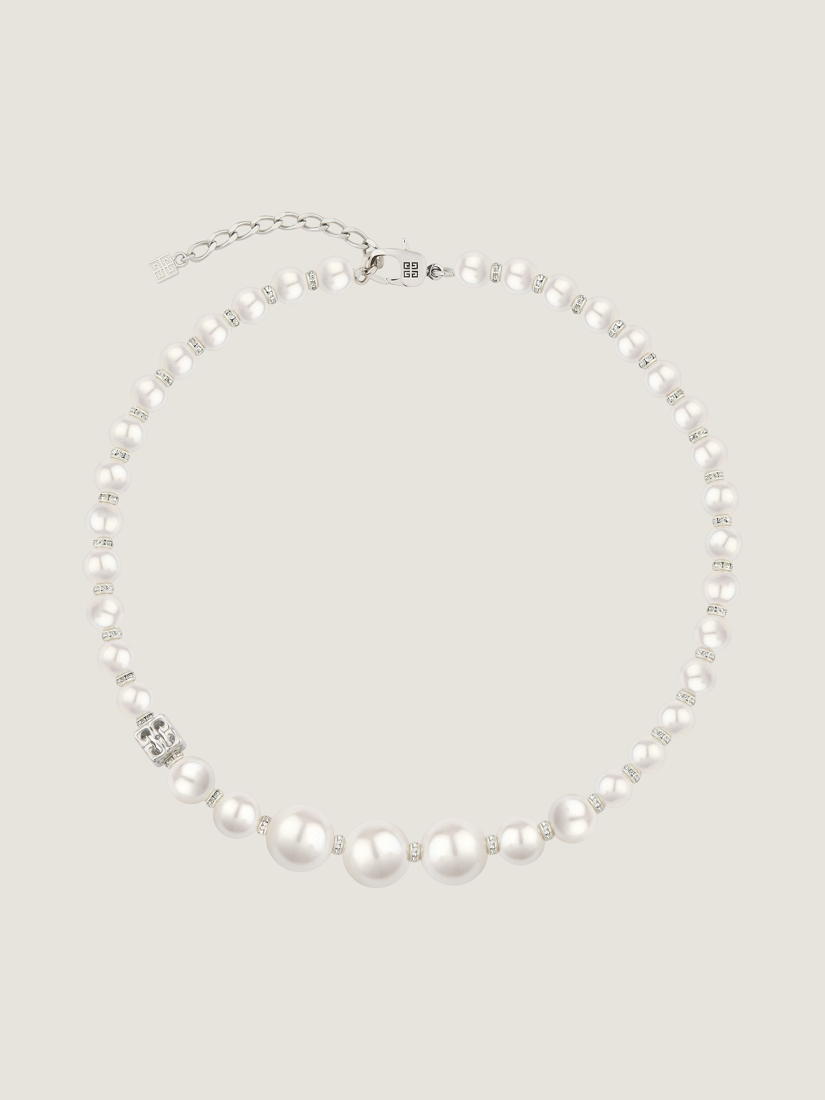 PEARL NECKLACE IN METAL WITH CRYSTALS - 2