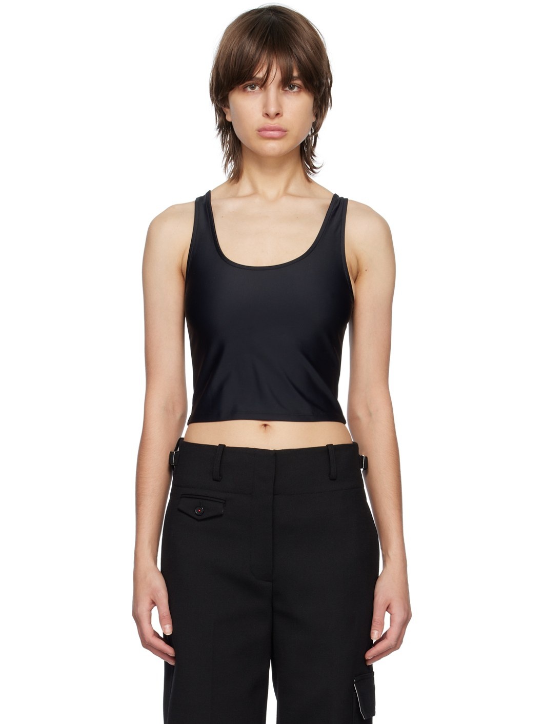 Black Scoop Neck Tank Top - 1