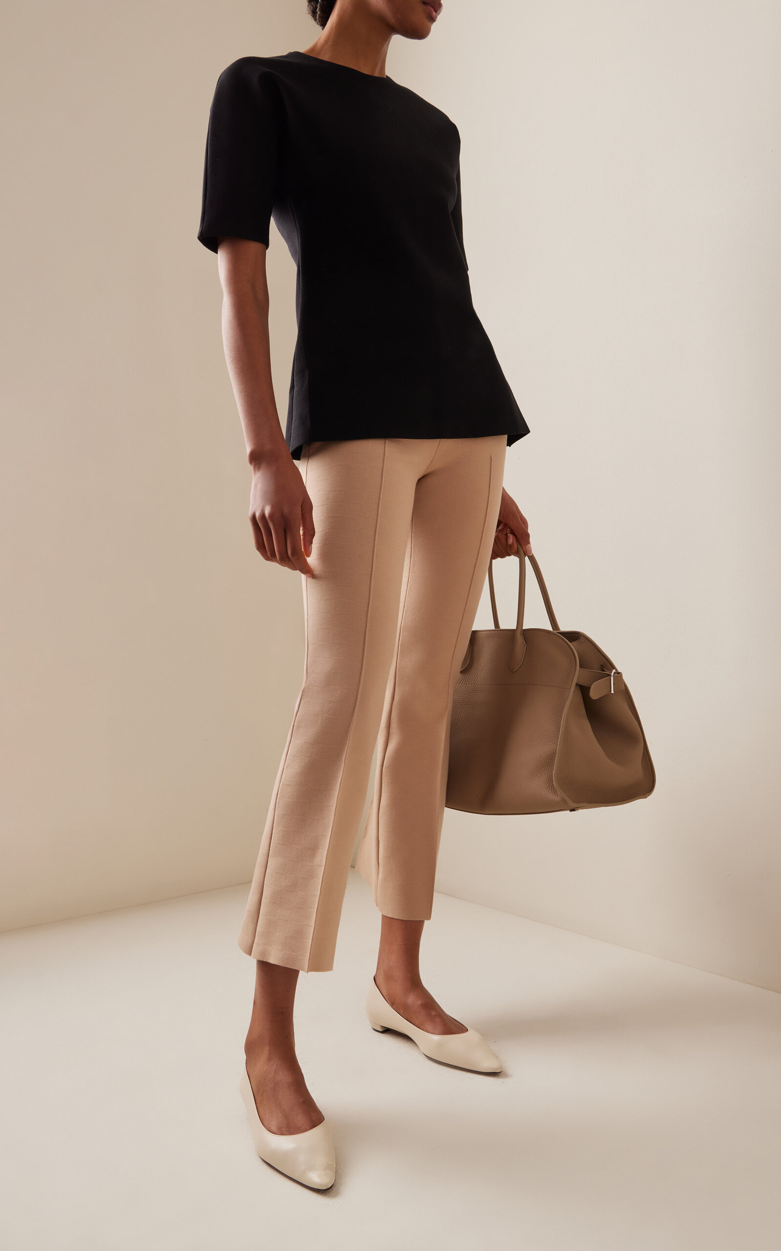 Kick Flared Stretch-Cotton Knit Pants neutral - 2