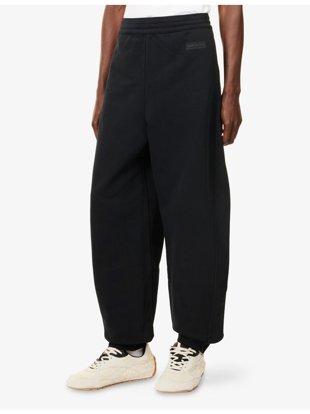 Elasticated Cuffs Wide-Led Cotton-Jersey Jogging Bottoms - 3