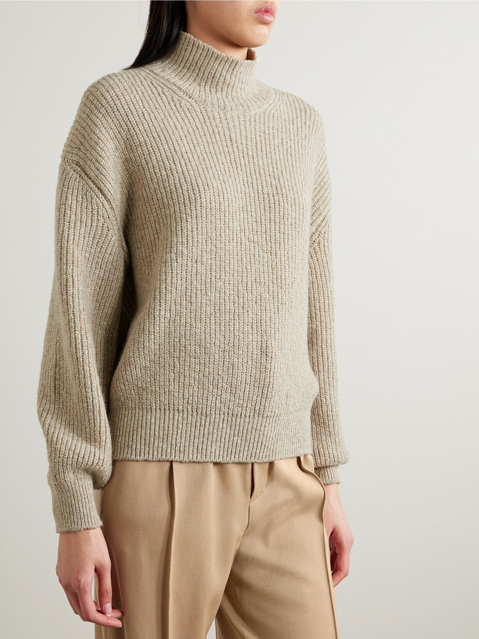 Ribbed cashmere turtleneck sweater Light gray - 3
