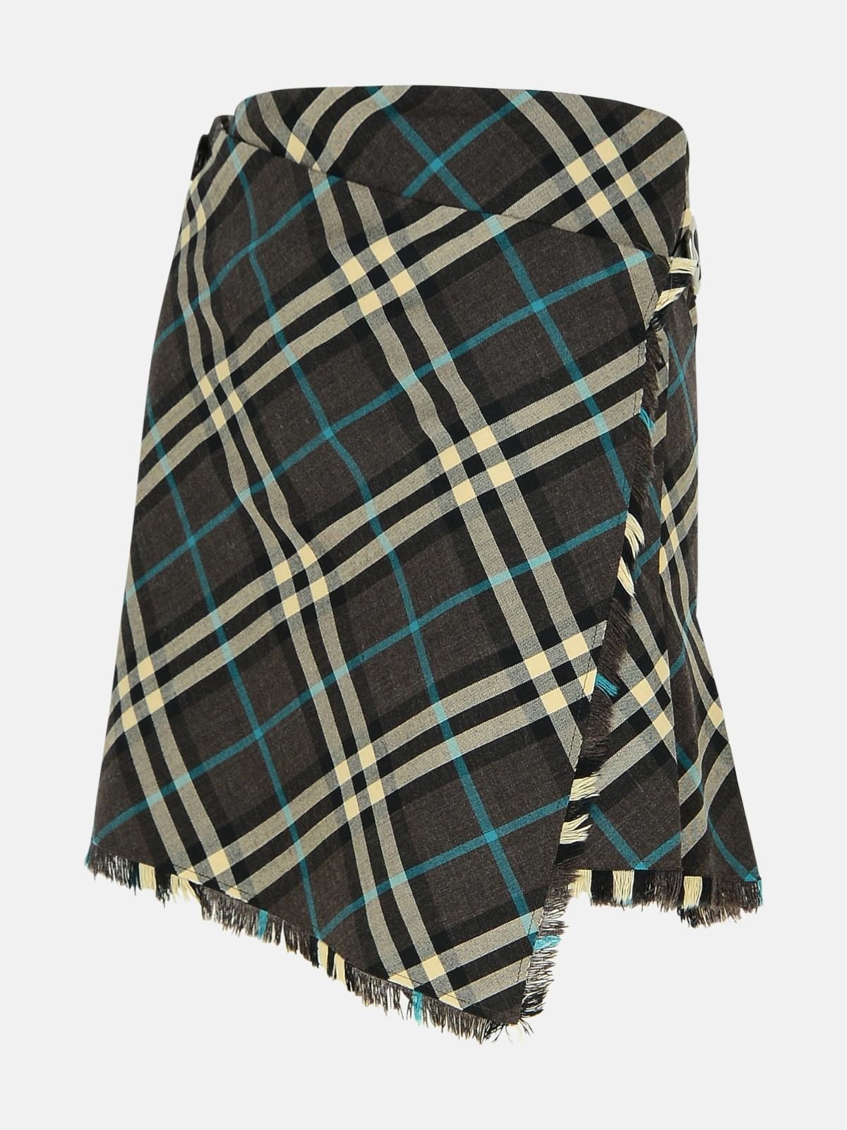 'CHECK' BROWN POLYESTER BLEND SKIRT - 2