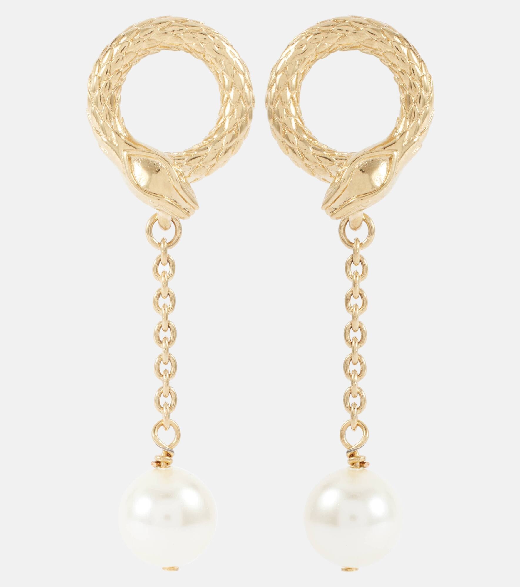 Chloé Snake faux pearls drop earrings - 1