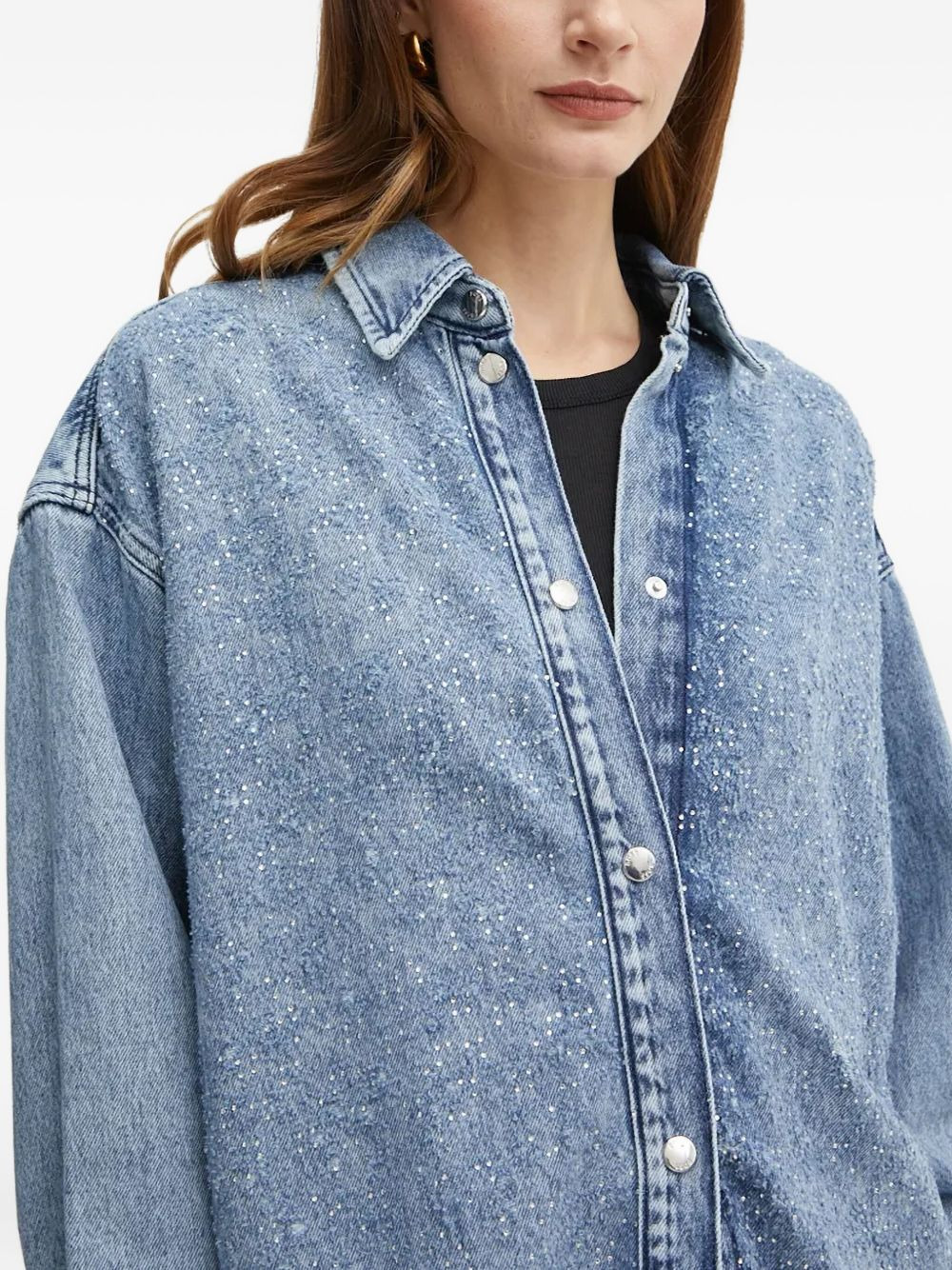 crystal-embellished denim shirt - 4