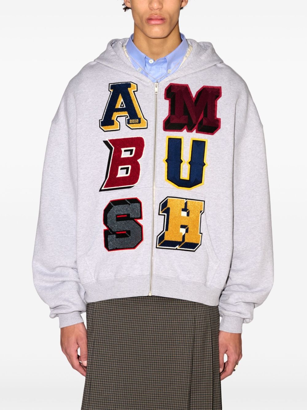 logo-patch zip-up hoodie - 3
