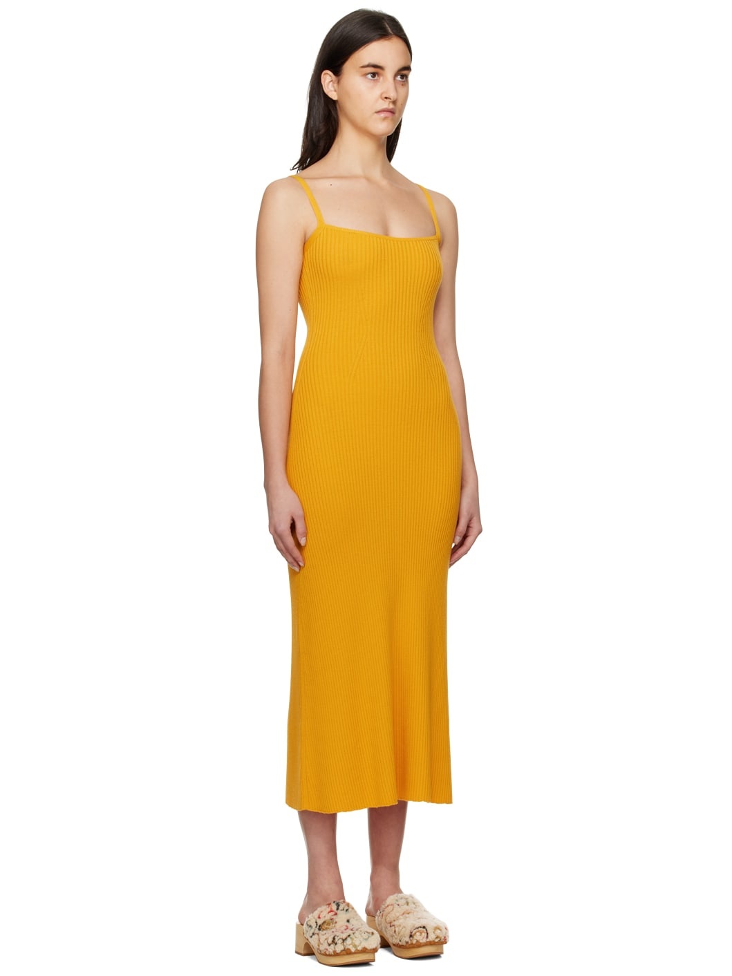 Yellow Ribbed Long Dress - 2