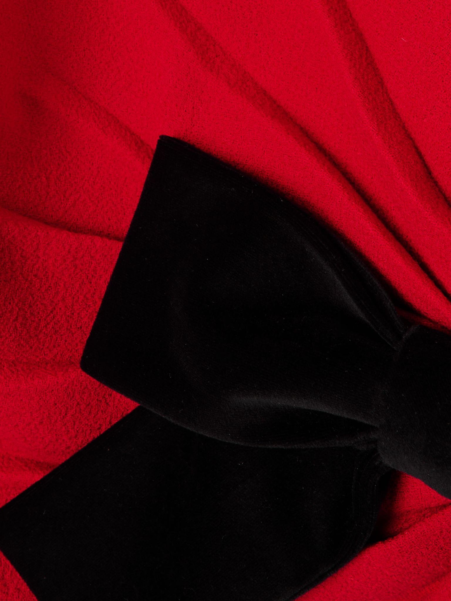 Bow-detailed ruched wool-crepe wrap jacket Red - 5