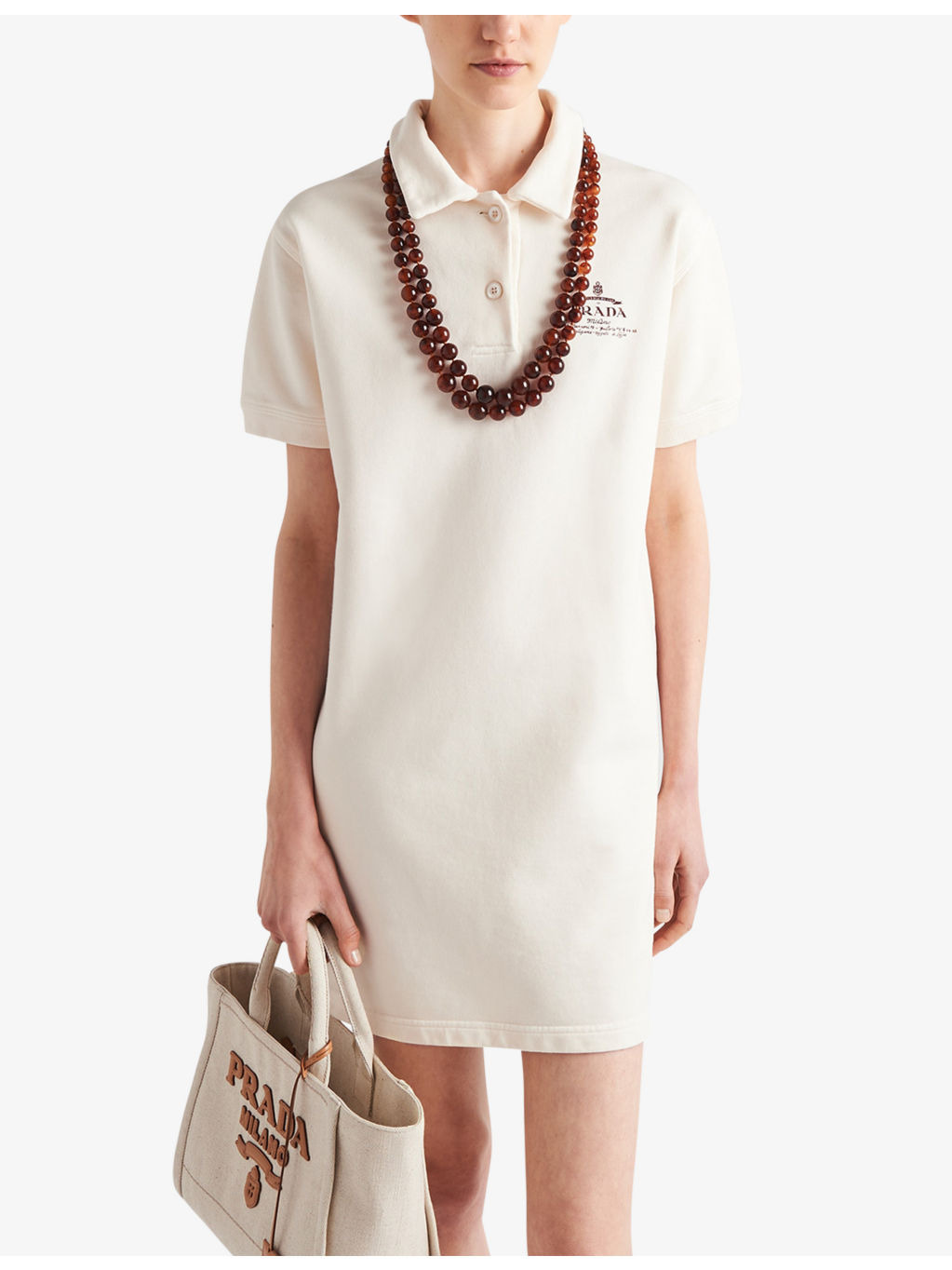 Logo-print polo-collar cotton mini dress - 3