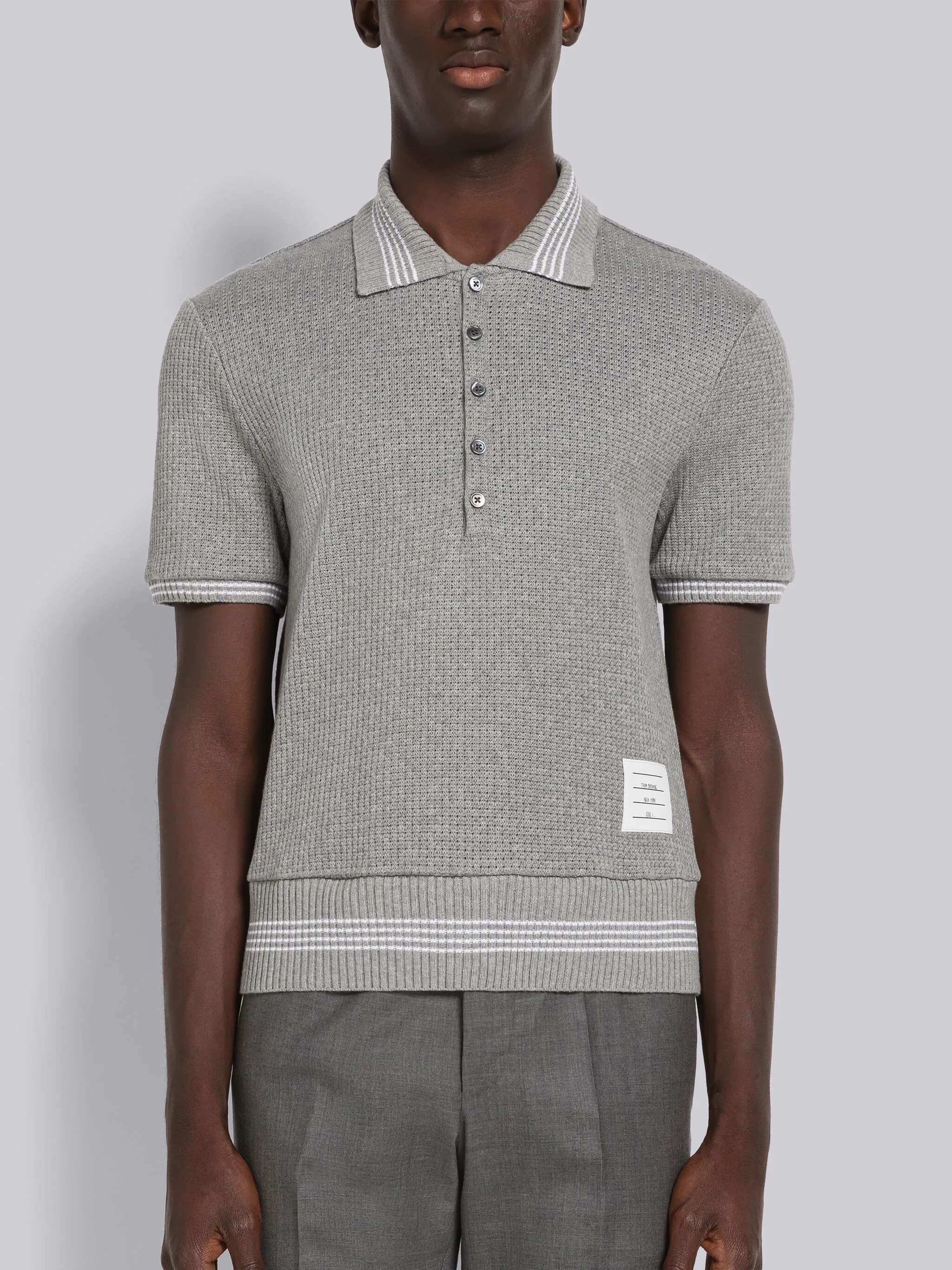 Open Stitch Waffle Tipping Polo - 1