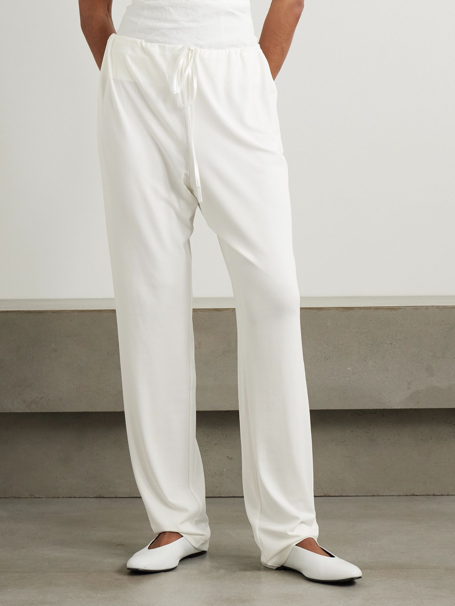 Mai stretch-jersey straight-leg pants White - 3
