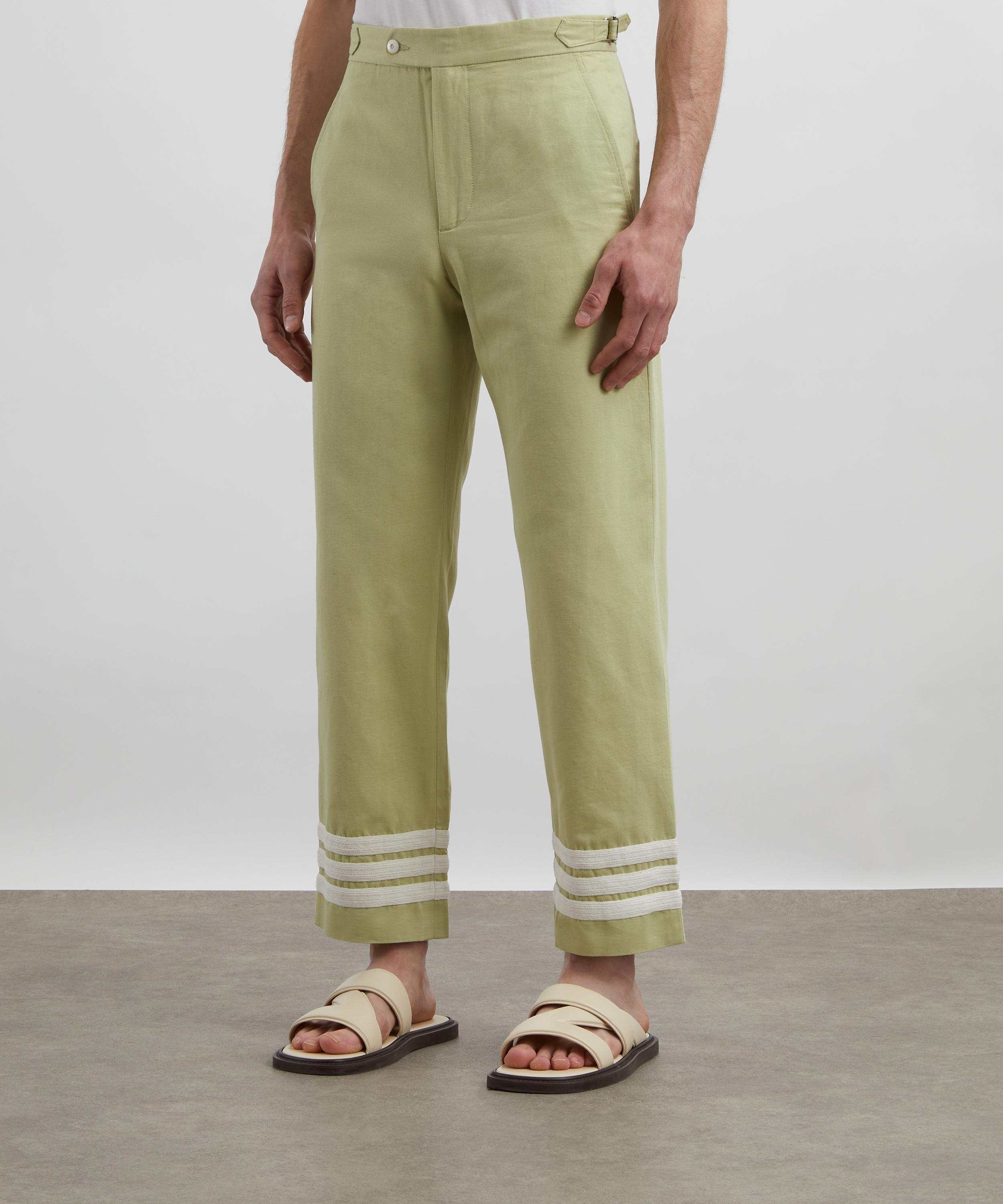 Green-Cream Tri-Stripe Trousers - 3