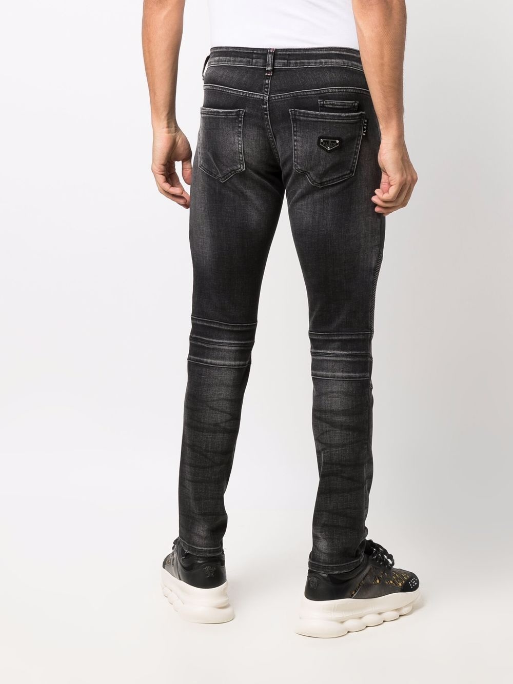 slim-fit biker-style jeans - 4