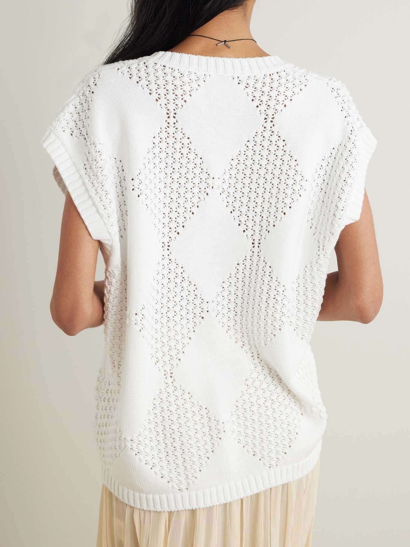 Open-knit cotton sweater White - 3