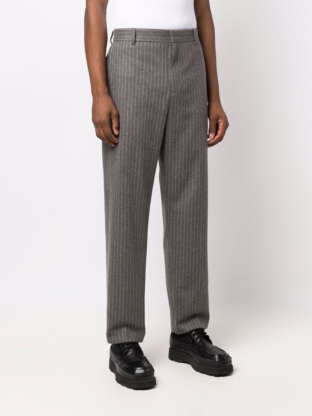 pinstriped straight-leg trousers - 3